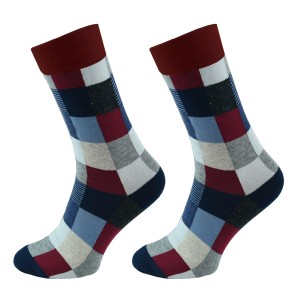 SKARPETKI MĘSKIE W KWADRATY BORDOWE